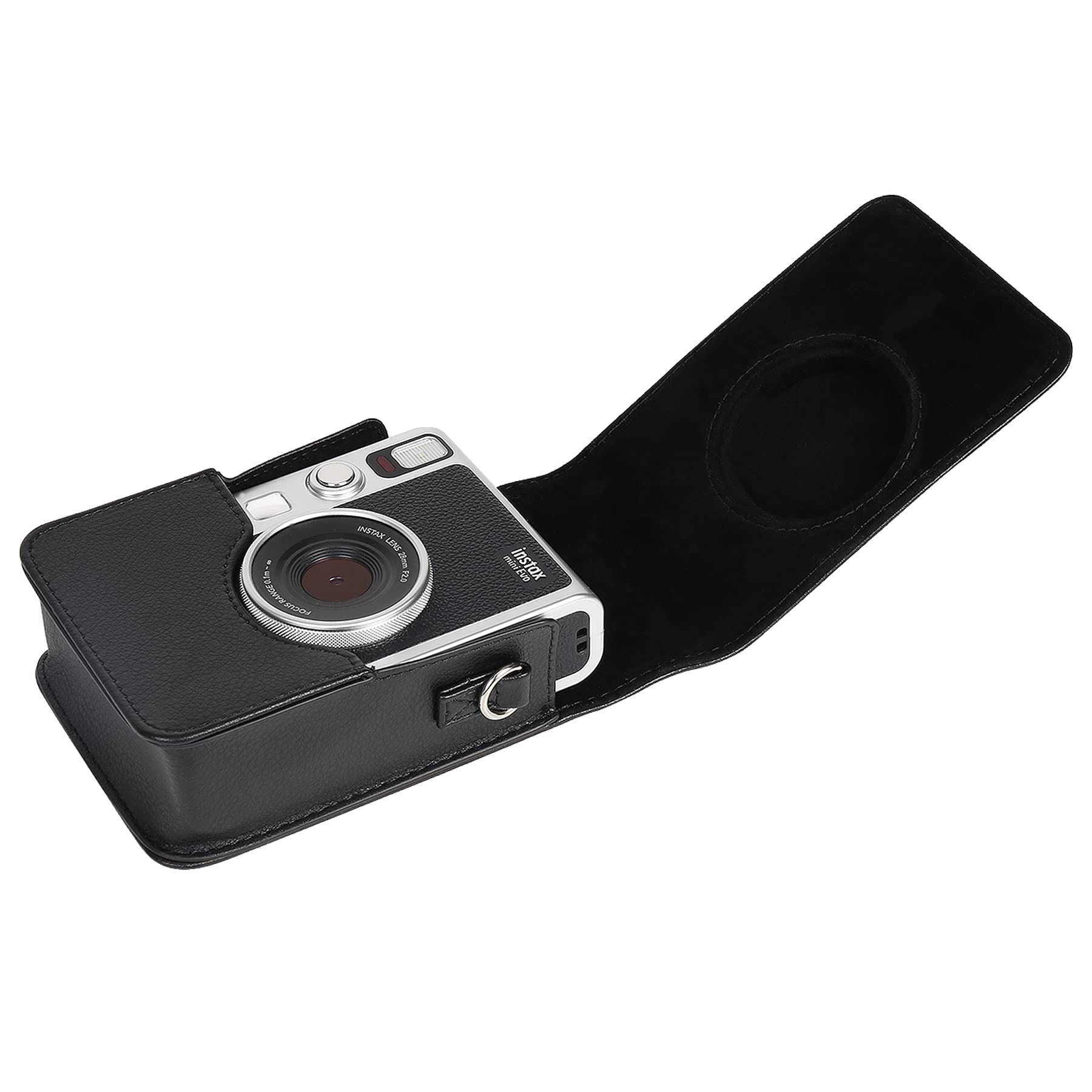 Khanka 黒革ケース 互換品 富士フイルム FUJIFILM チェキ Evo