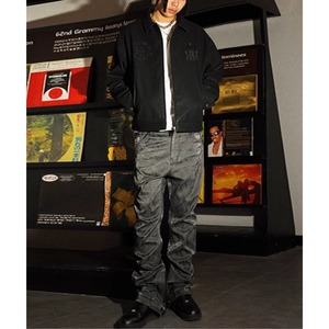 2COLOR/SOUTH embroidery logo velvet jacket