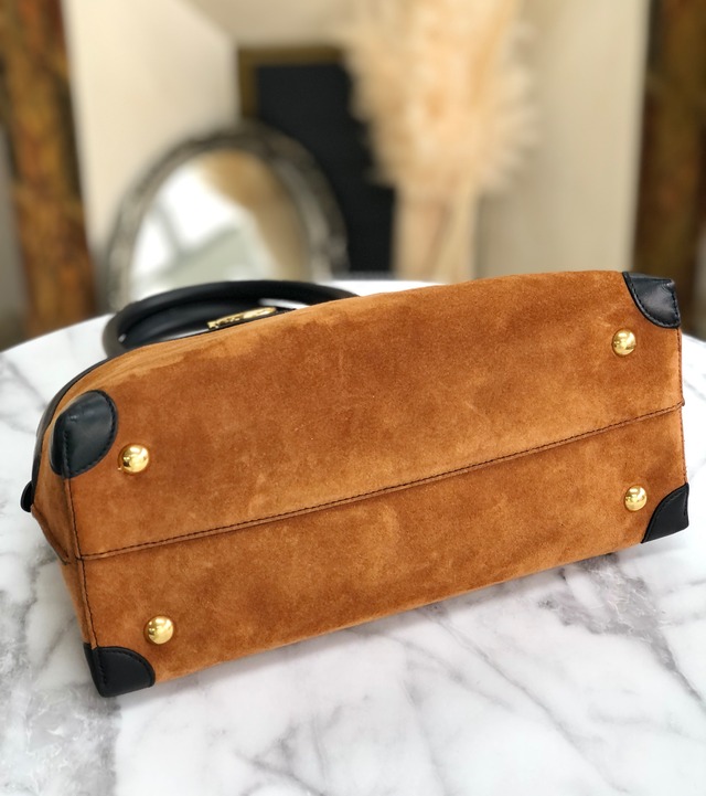 Salvatore Ferragamo　サルヴァトーレ フェラガモ　ガンチーニ　スエード　コンビレザー　2WAY　ショルダーバッグ　ブラウン　vbcejj