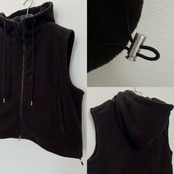 Wzipフリースフーディーvest/ブラウン