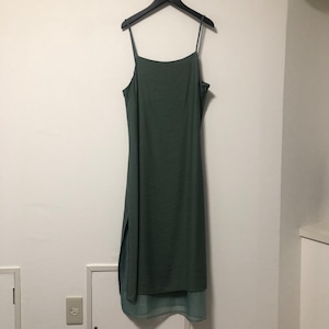 Layered camisole dress−KHAKI