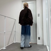 ハーフzipスイッチングニットPO/ブラウン