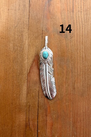 【NEWカラー入荷！】上銀銀縄天然ターコイズ付き特大フェザー（左向き）