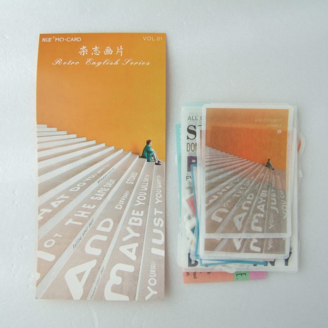 A25A 英字 シール オレンジ 海外 フレークシール レトロ 素材