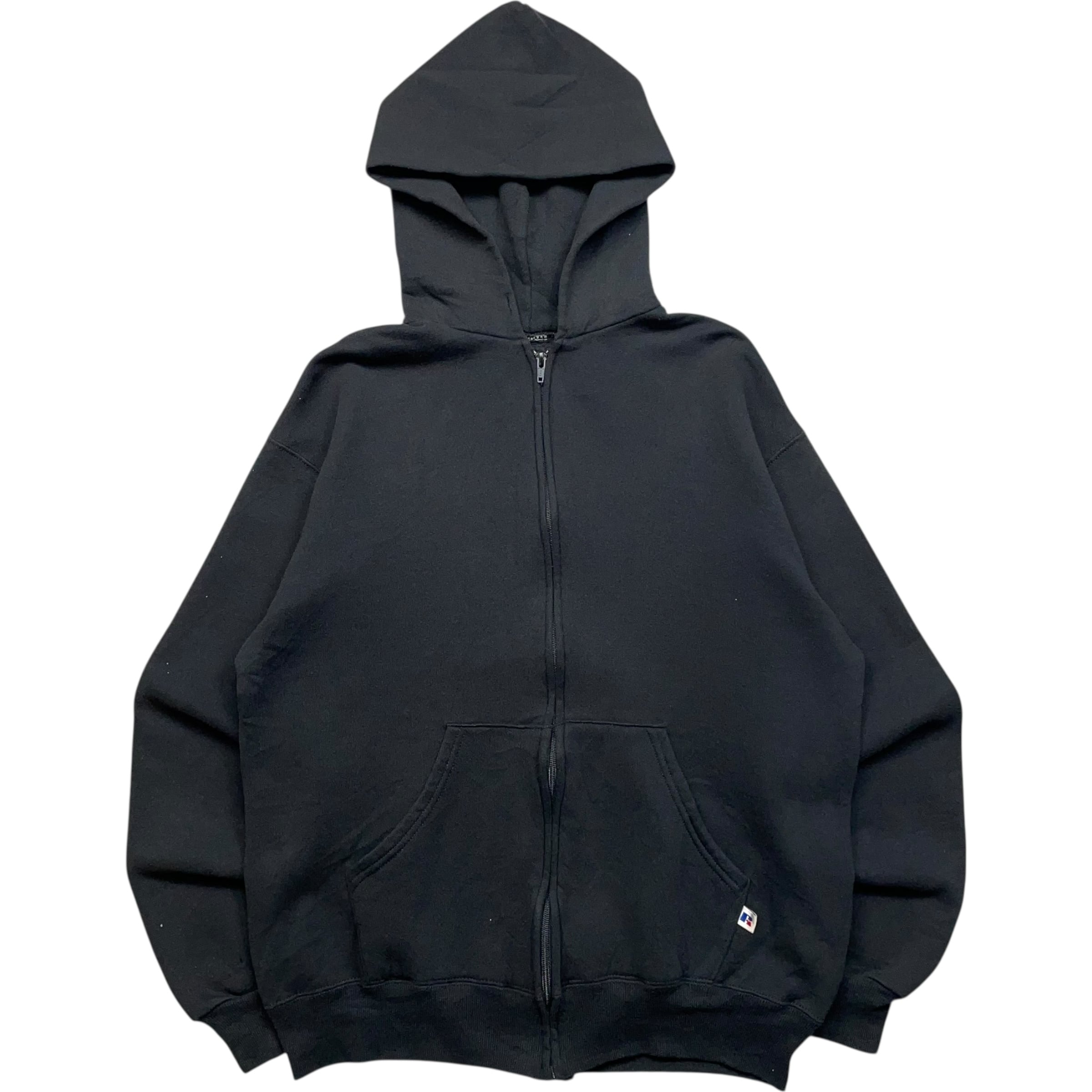 《M》russell athletic ラッセルアスレチック ジップアップパーカー 無地 短丈 ブラック no.9462