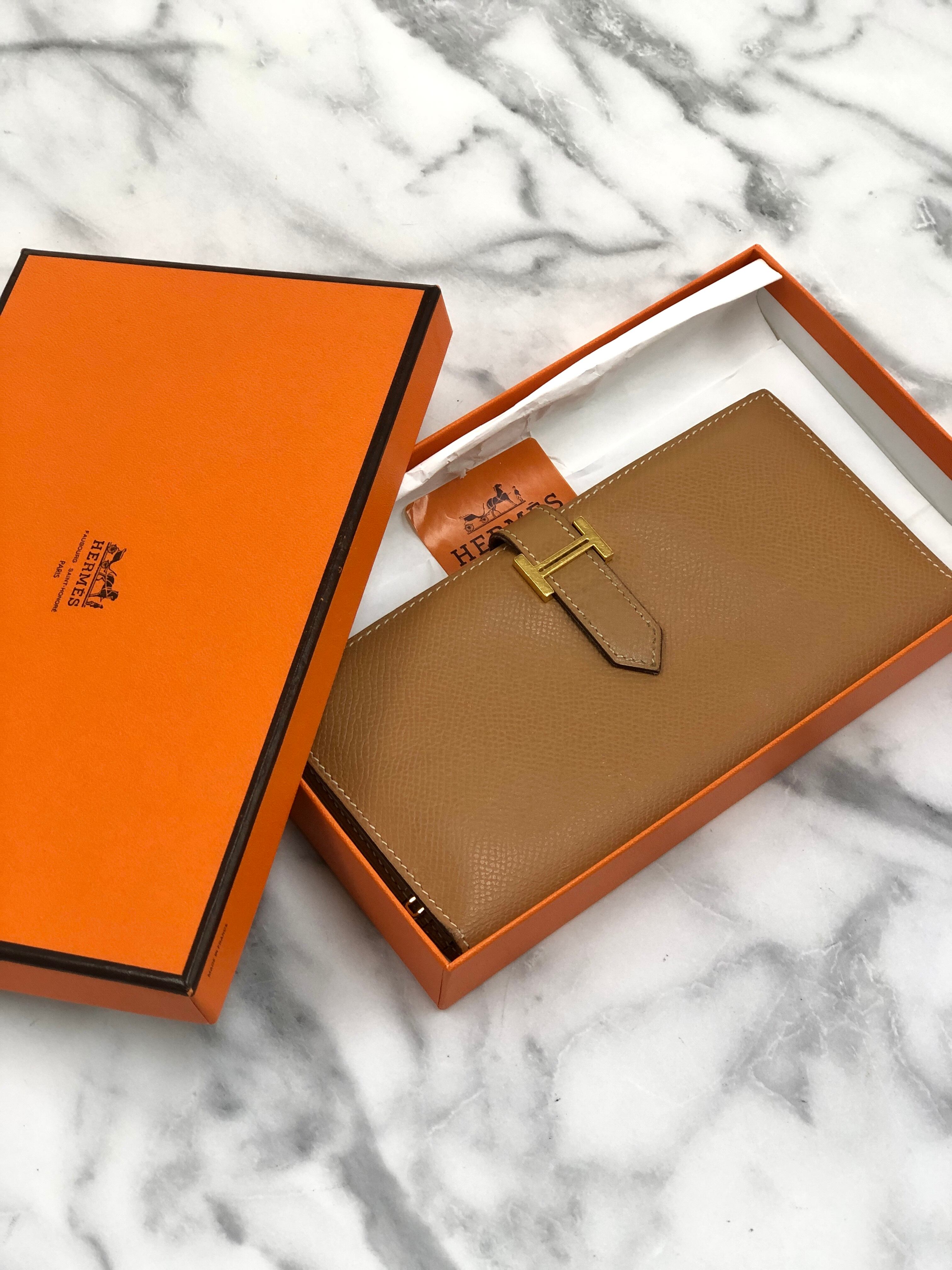 HERMES エルメス ベアン レザー 長財布 財布 キャメル vintage