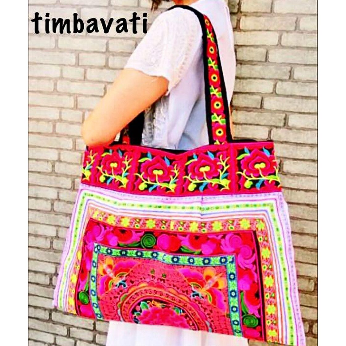 タイ】モン族 刺繍 大判トートバッグ | Pay ID 