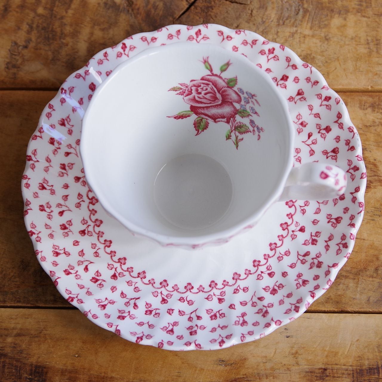 Johnson Brothers カップ＆ソーサー 花柄 英国製 ジョンソンブラザーズ ローズブーケ ピンク 薔薇 忘れな草 花柄