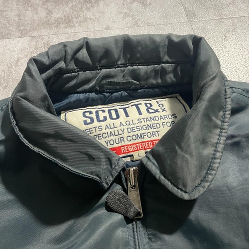 90s SCOTT & FOX フライトジャケットスタイル 中綿キルティングライナー YKKジップ 襟ボア風切替 パッチ付き 無地 USA製 L jacket 詳細写真8