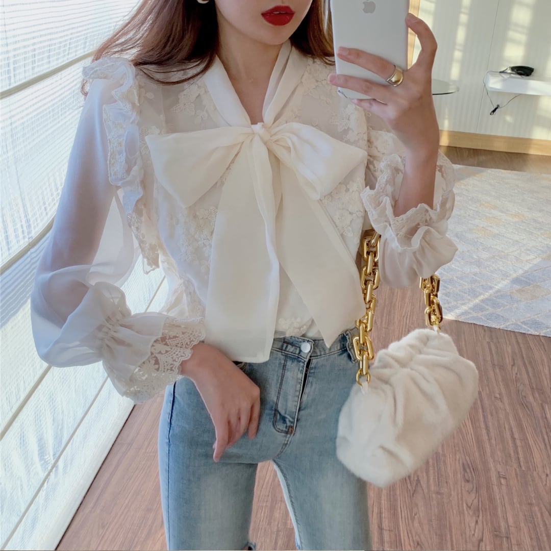 ビッグリボンレースブラウス HF206 | Like a