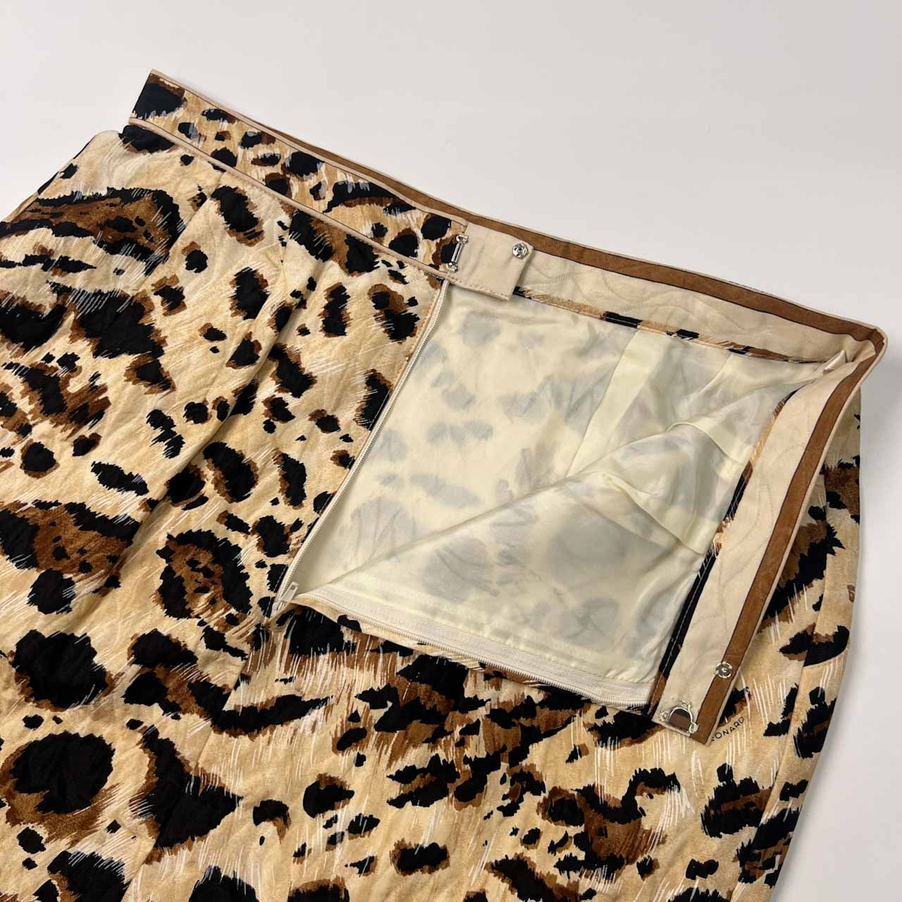 LEONARD レオナール ヒョウ柄 レオパード シルク タイト スカート サイズ 72-96