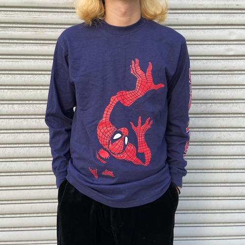 00s スパイダーマン プリントロンT ムービーT アメコミ　ネイビー　M