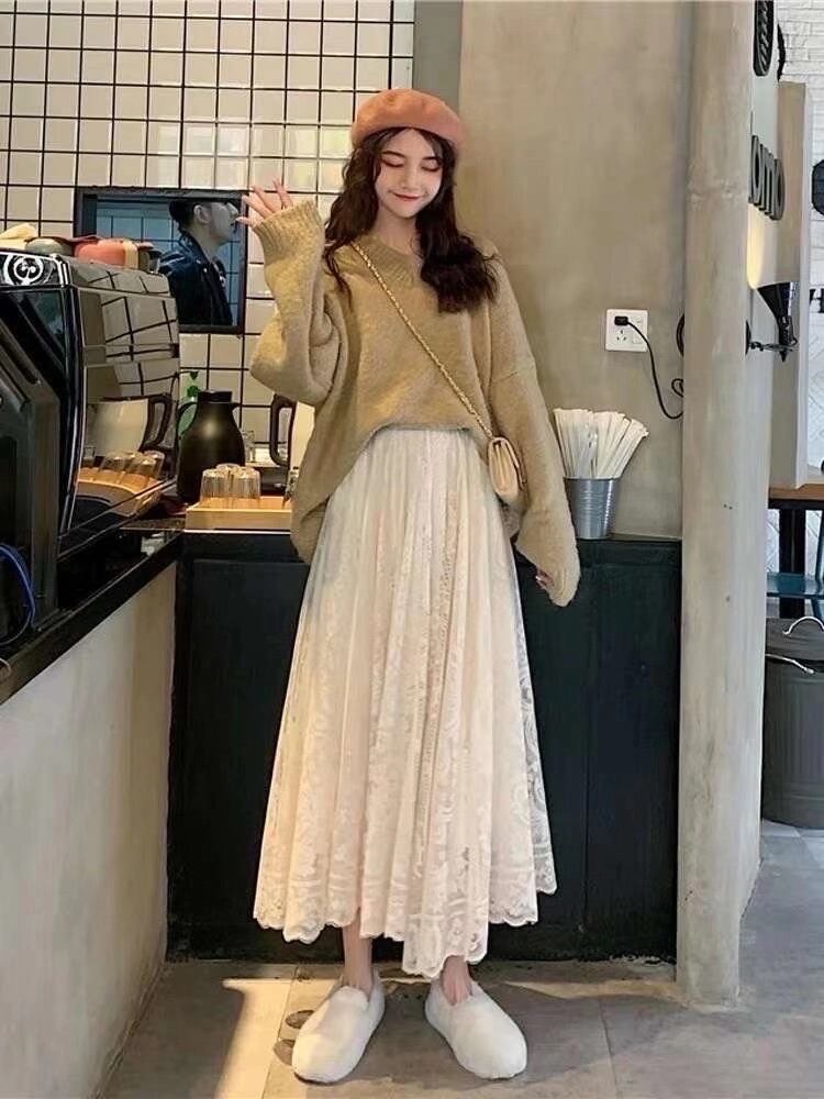 レースロングスカート　AJ11394-1651