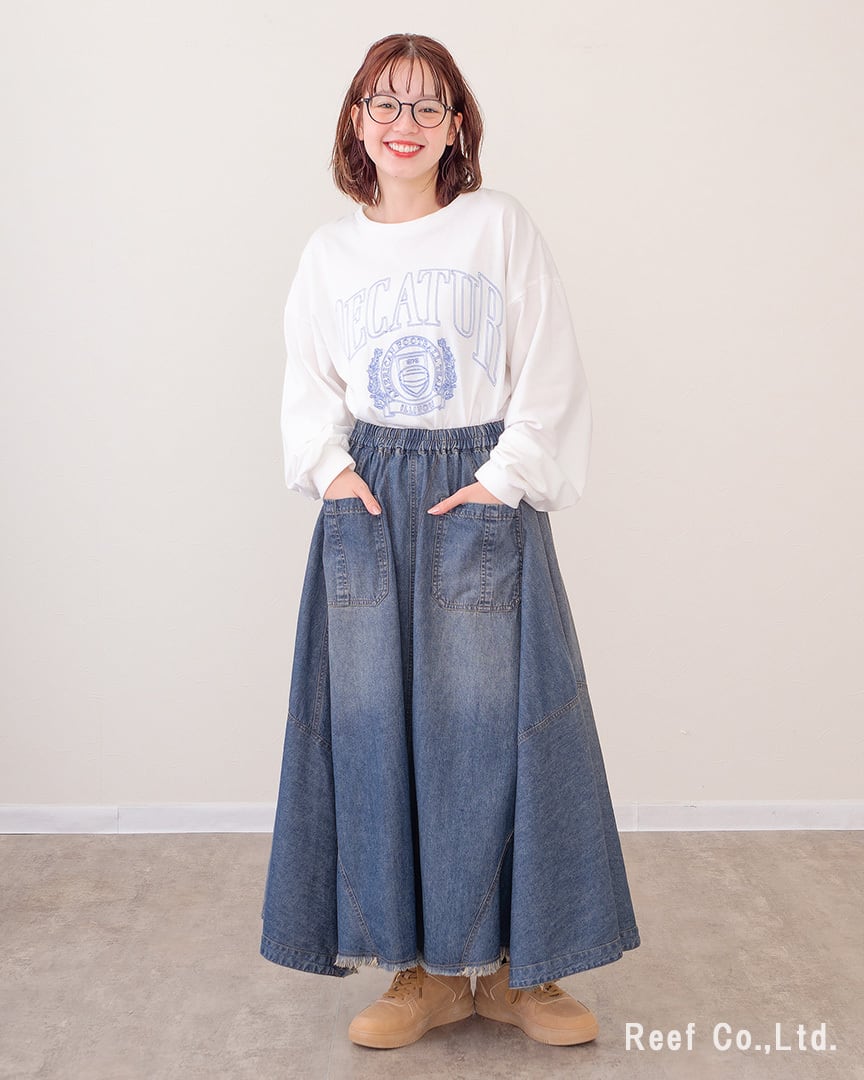 ネックスルーデニムスカート】 ST-225943 Brand：ミリロピュール