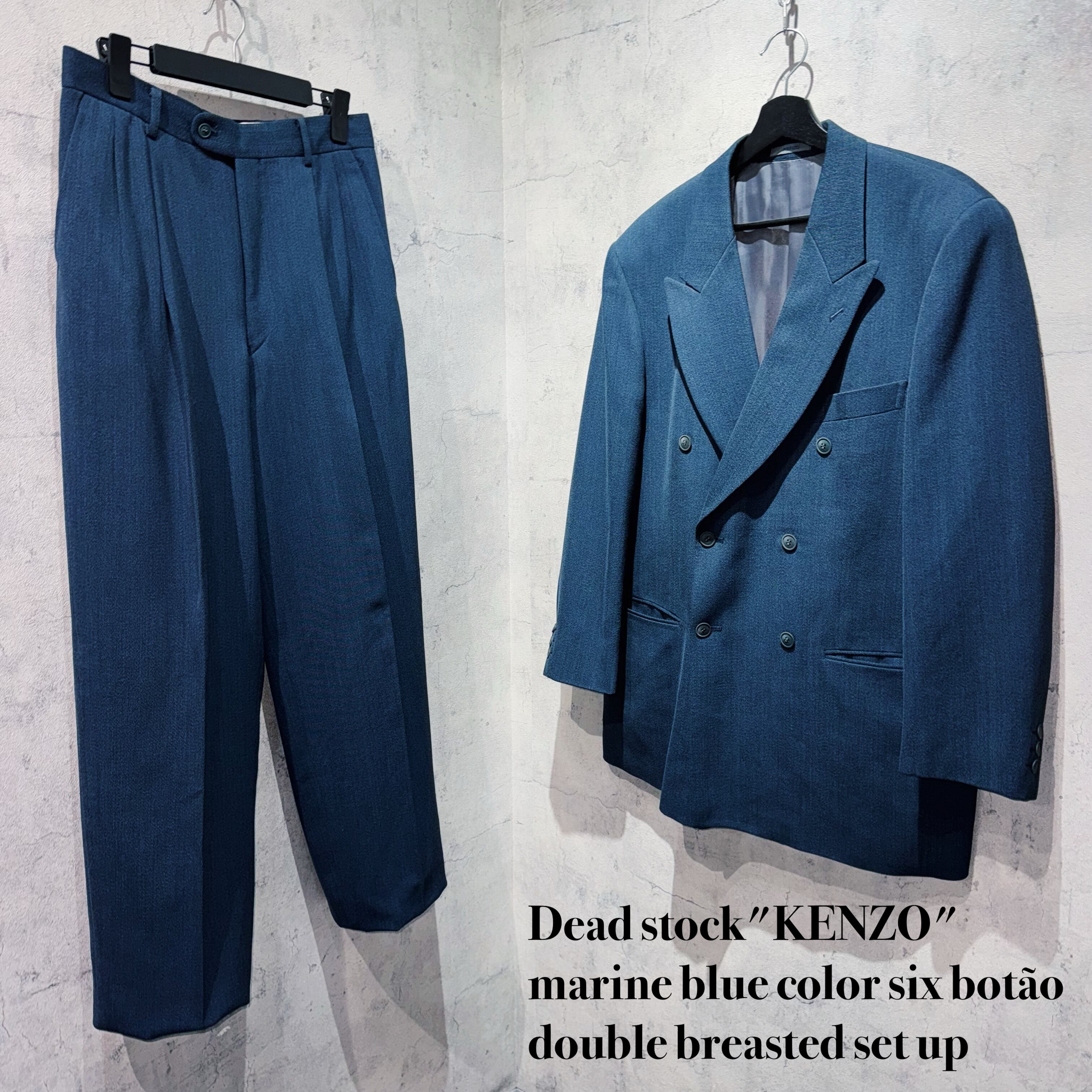 Dead stock"KENZO"marine blue color six botão double breasted set up
