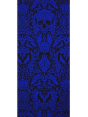 【受注商品】RumiRockセオαゆかた「ドクロ更紗」青×黒　[A765]
