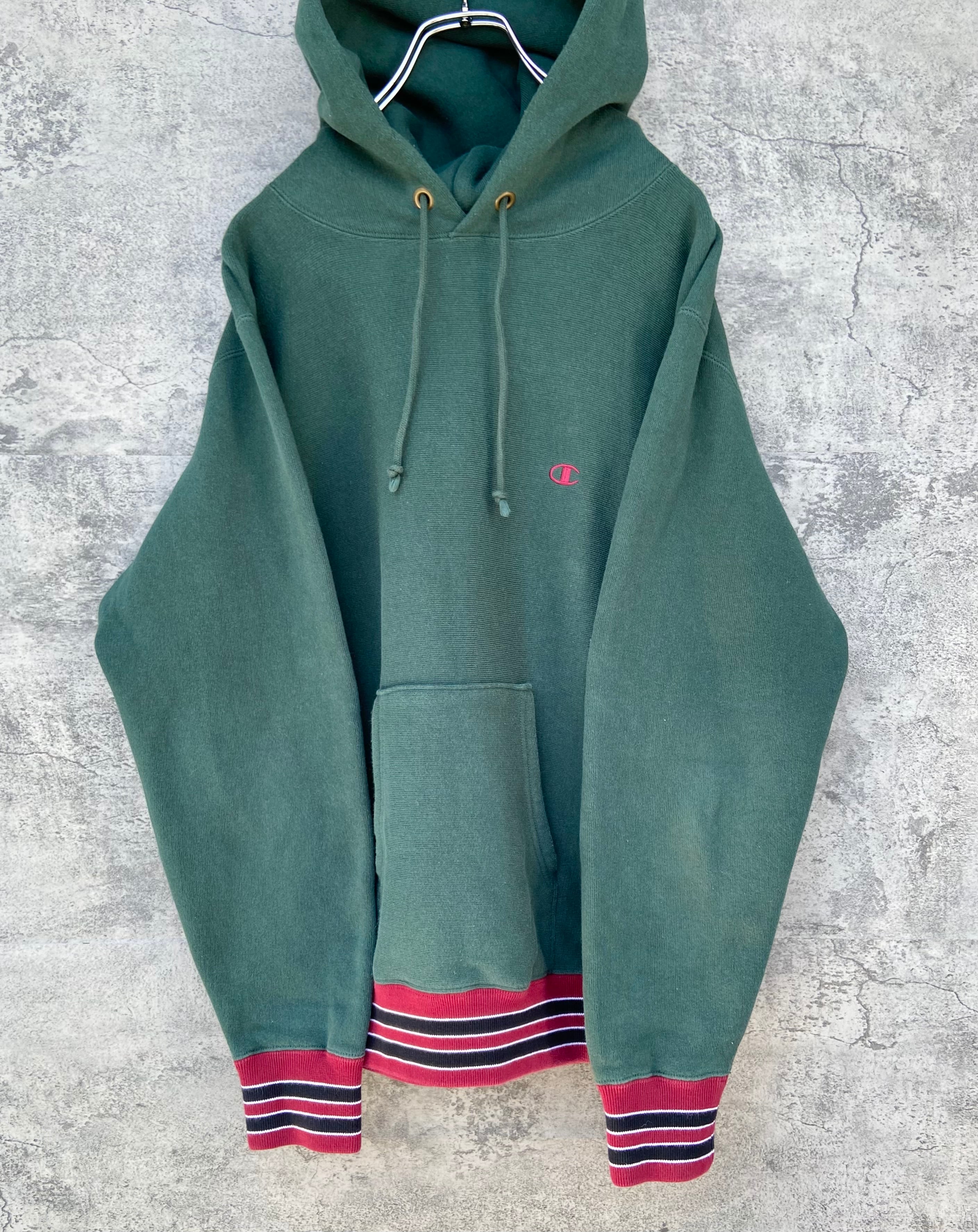 チャンピオン　champion　パーカー　プルオーバー　90s　　緑　XL