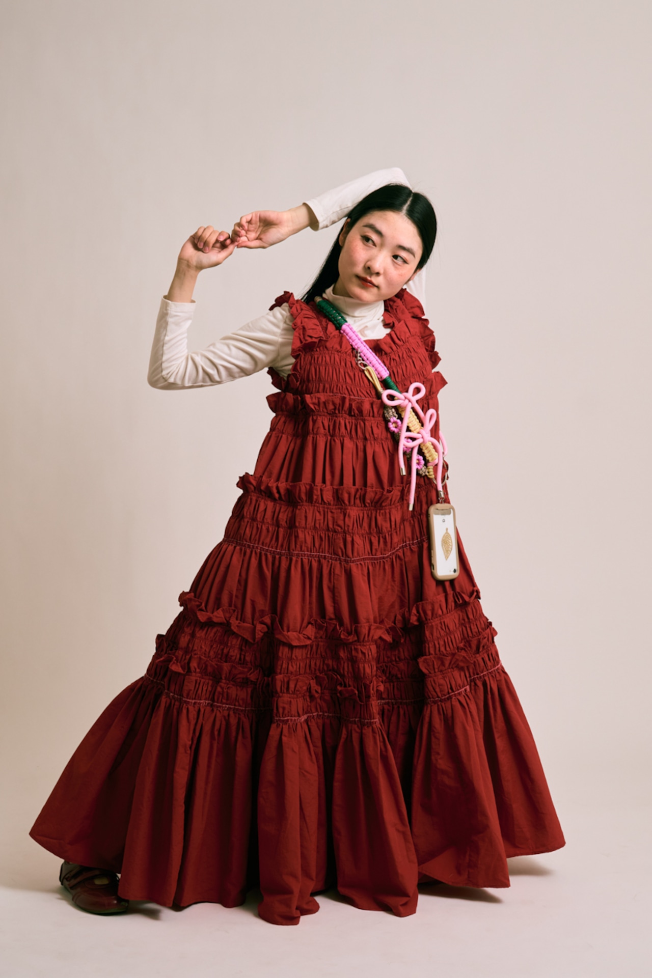 2way big ribbon flower strap Sugar Pink