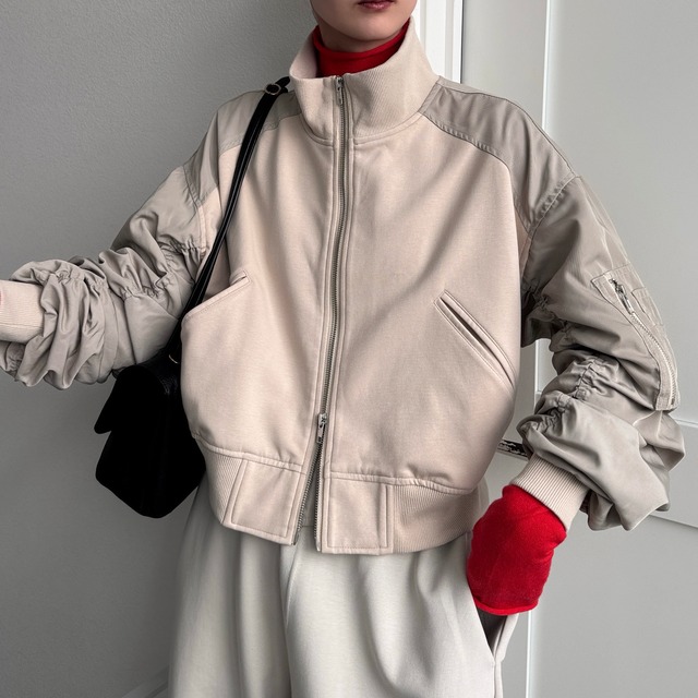 【受注予約：10月上旬入荷予定】Gather Sleeve W zip MA‑1/beige