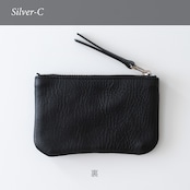 革のフラットポーチS Black