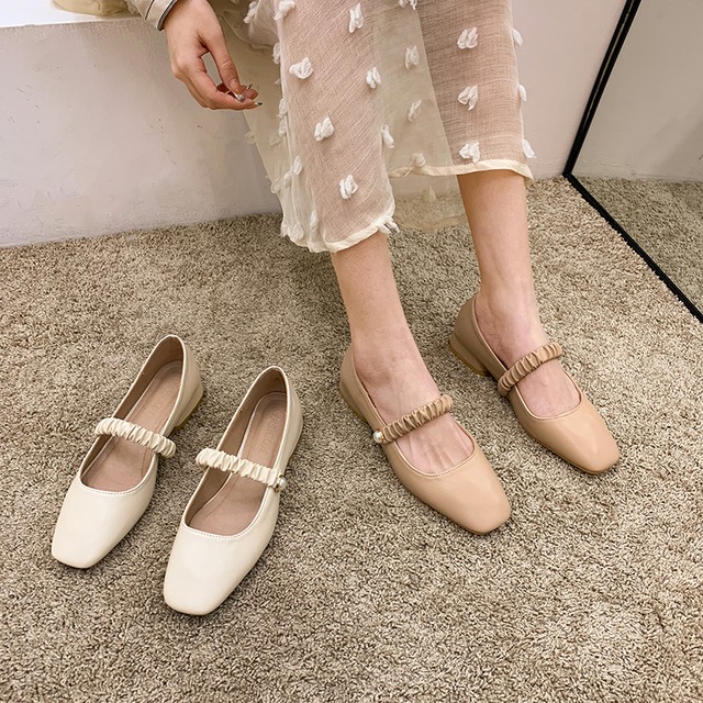 シングルサマーパール 靴 シューズ 夏物 真珠 スクウェア フェイクシューズ9912980865