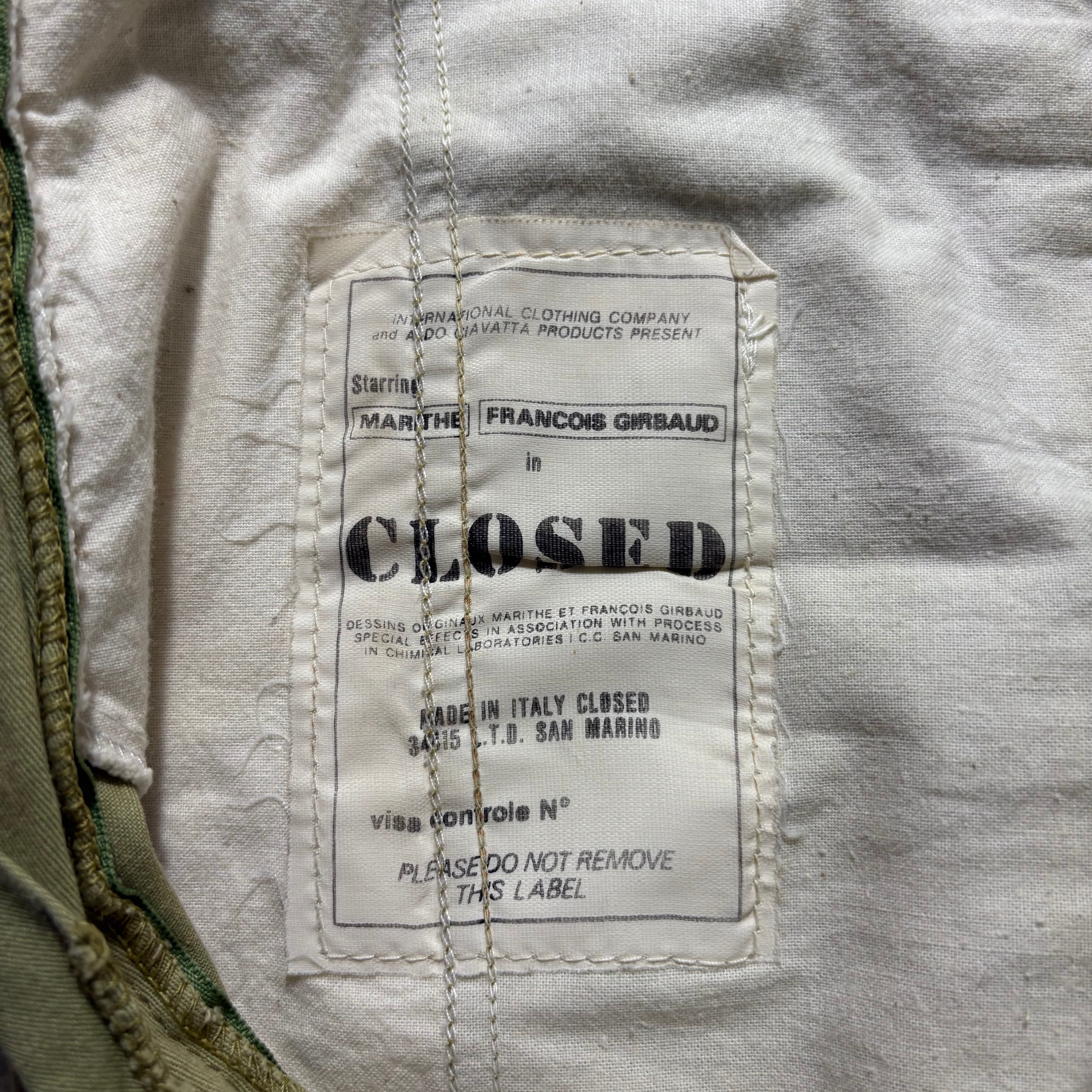 ◆超希少◆幻◆MARITHE FRANCOIS GIRBAUD closed vintage 1980's CLOSED by MARITHE FRANCOIS GIRBAUD cotton zip pants