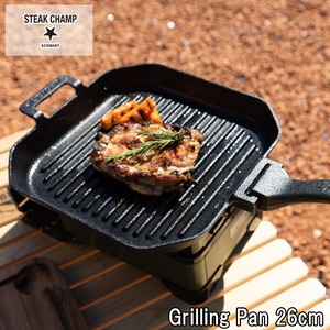 steakchamp ステーキチャンプ グリルパン 26cm フライパン キャンプ スキレット IH対応 持ち運び コンパクト アウトドア 用品 グッズ バーベキュー