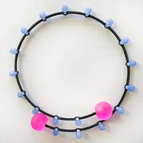 candy choker 【BK】蛍光ピンク × milky blue