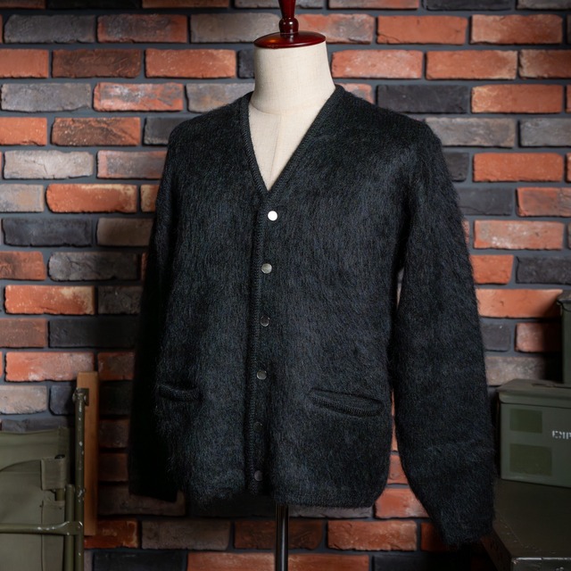 【Authentic Reproduction Products®】Shaggy Man™ Mohair Cardigan W/Pocket "Pure Black" モヘアカーディガン シャギーマン  ポケット付き
