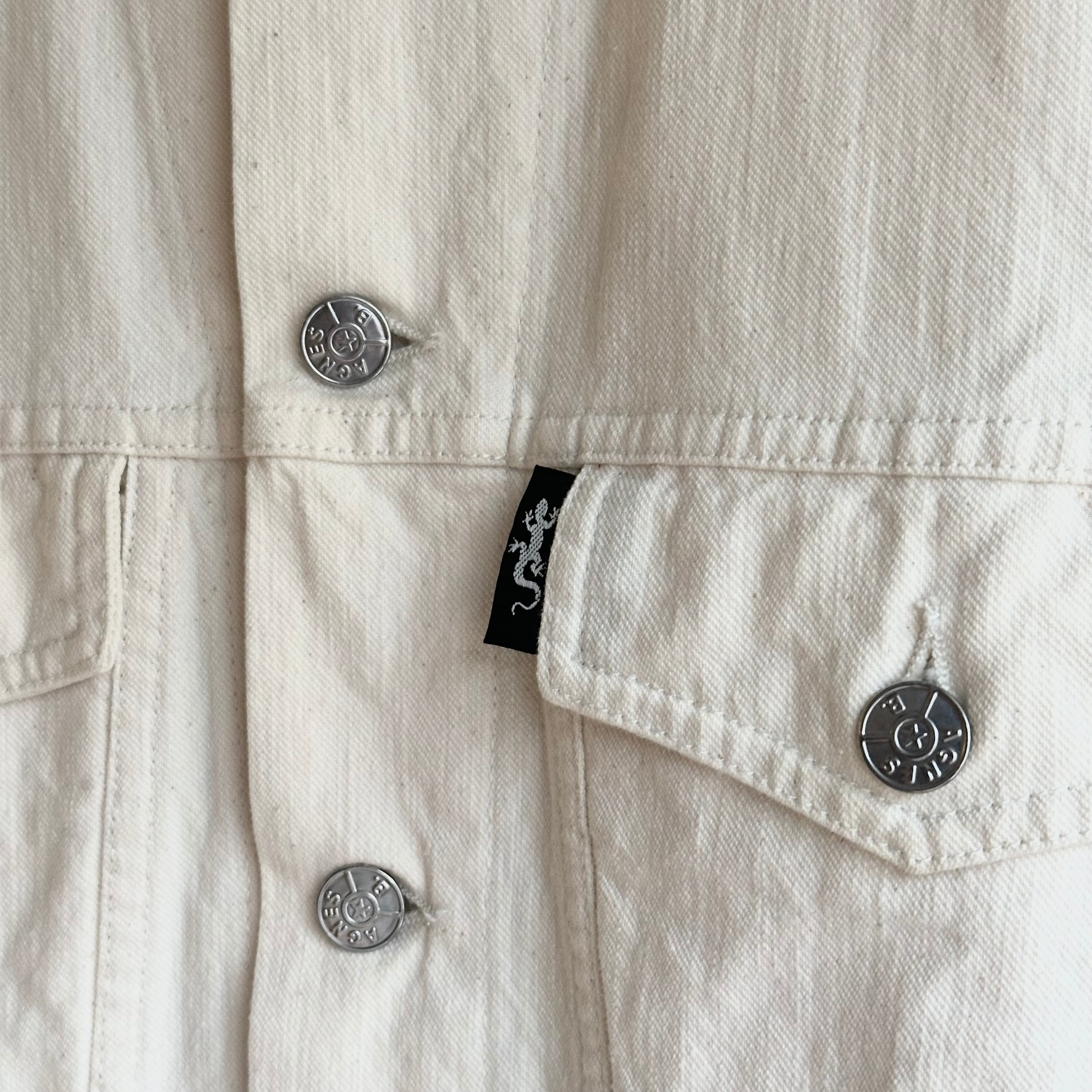 agnes b. HOMME WHITE DENIM JACKET MADE IN FRANCE | safarionline