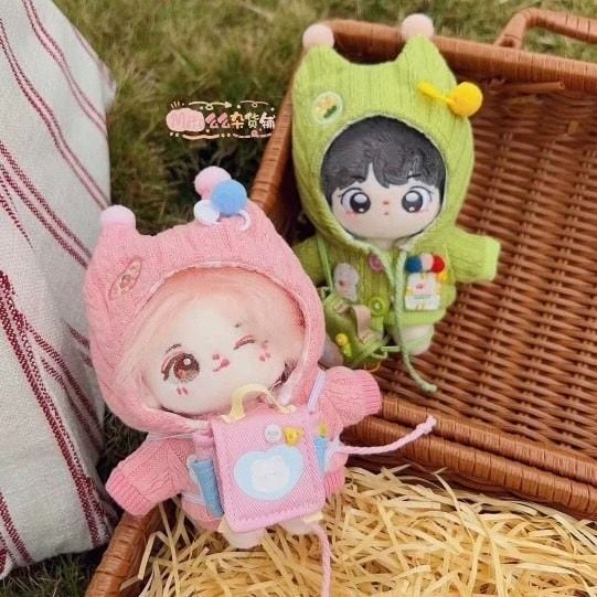 10cm 15cm 20cm】選べるツノ付きパーカーポンチョ ピンク ブルー ちび