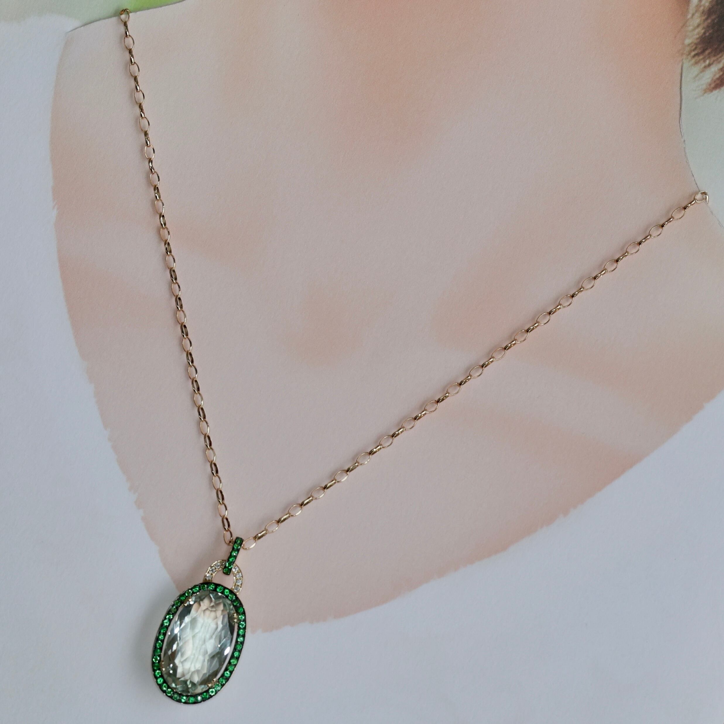 K18 YG グリーンクォーツ14.85ct グリーンG0.57ct ダイヤモンド0.06ct