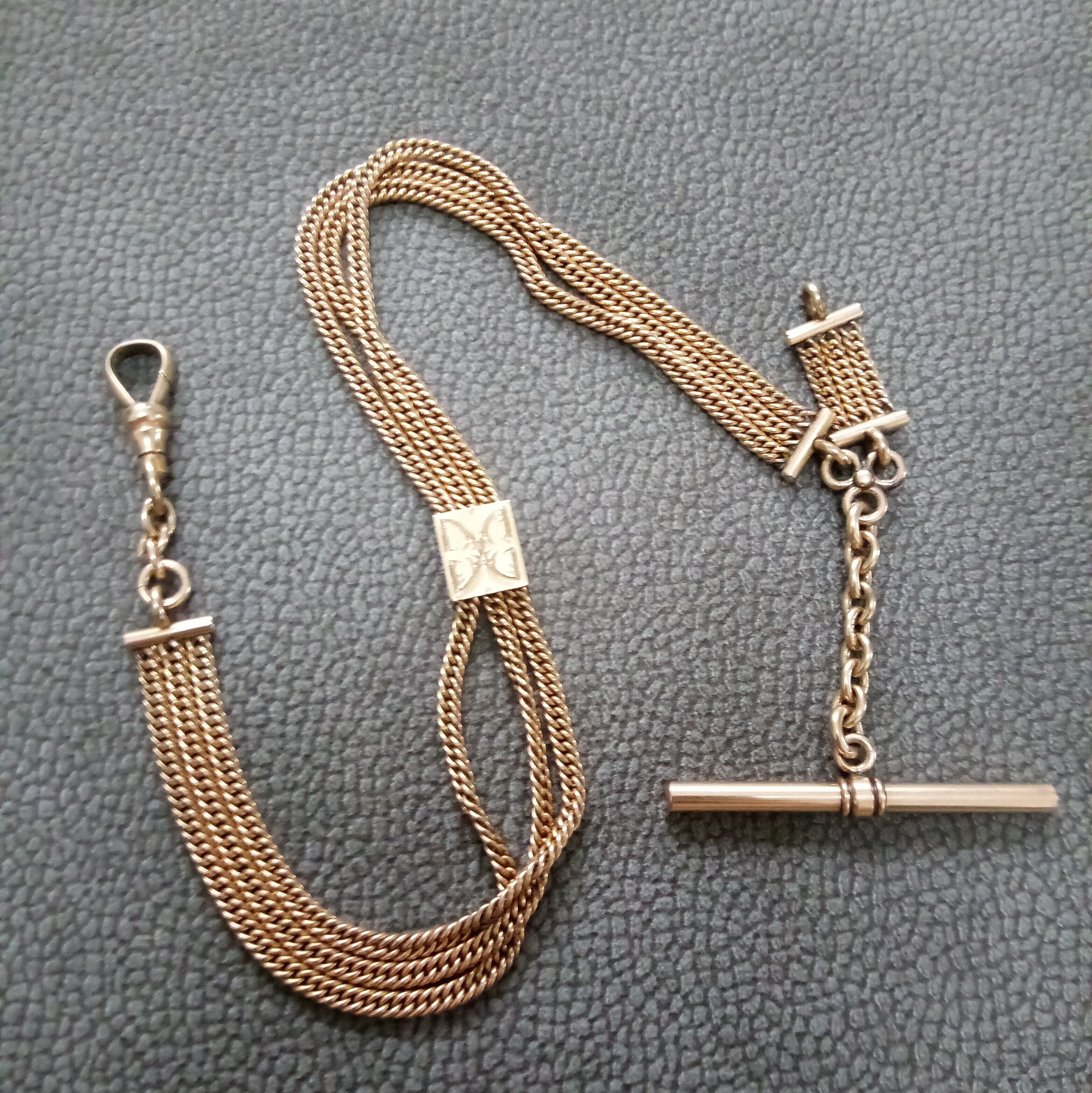 Antique Victorian T-bar Pocket Watch Chain with pendant chain by Simmons