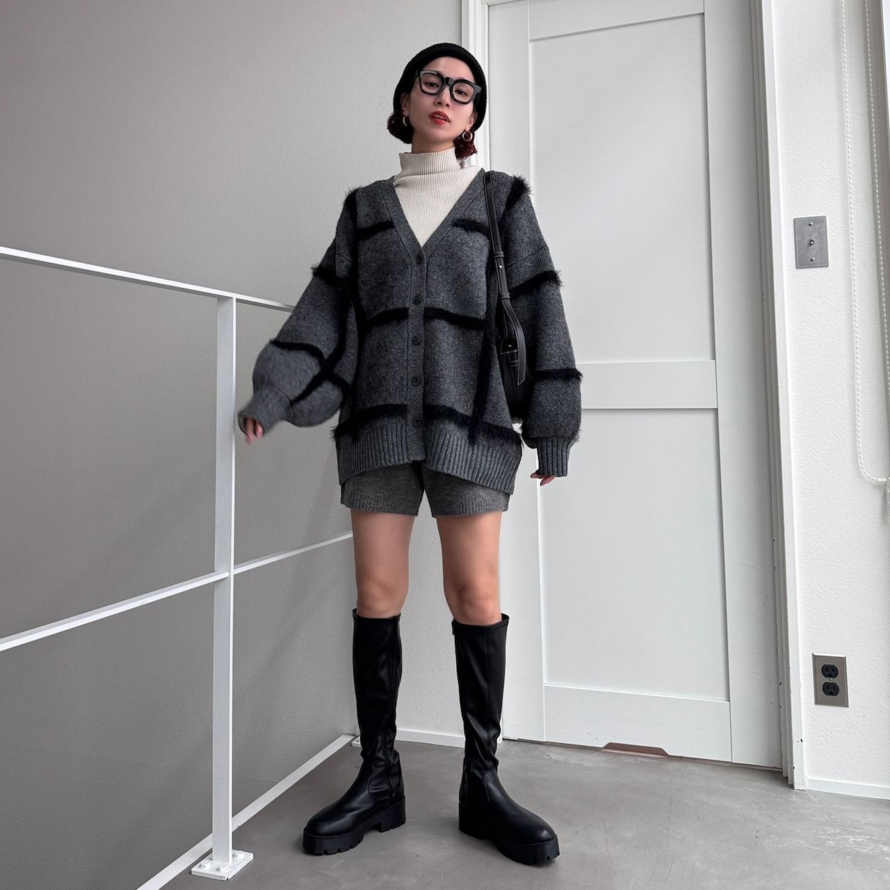 ウールライクショートニットPT/グレー