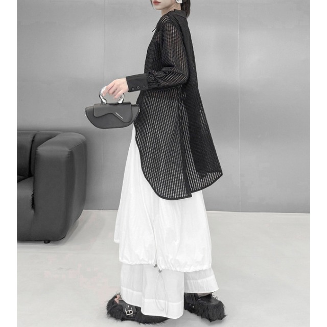 Mesh long zip shirt C1515