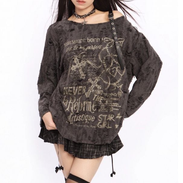 ワンショルダー Tシャツ ストラップ チェーン付き 肩出し ワンショルダー Tシャツ ストラップ チェーン付き 肩出し