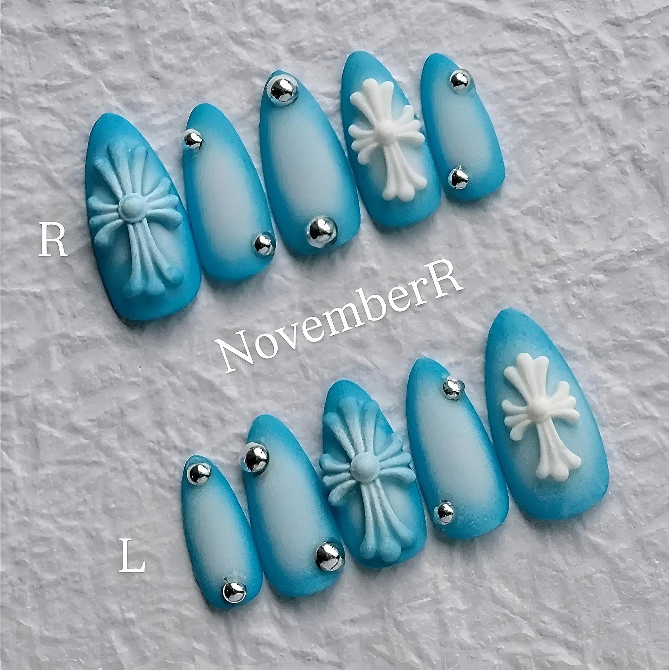 LA893☆デニム×クロスネイルチップ | NovemberR 〰️ネイルチップ販売〰️