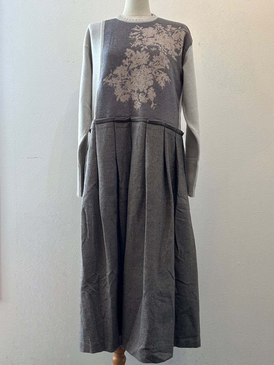 GASA 13233-06411 花柄ニットコンビワンピースflower knit dress