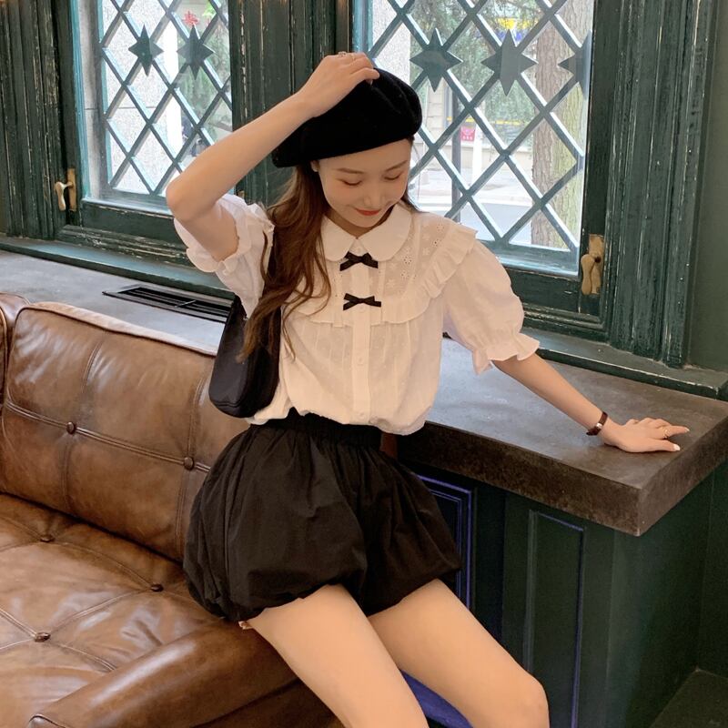 ホワイトシャツ サマースタイル 大人ガーリー スウィート キュート カジュアル 夏物 試着室45341402619