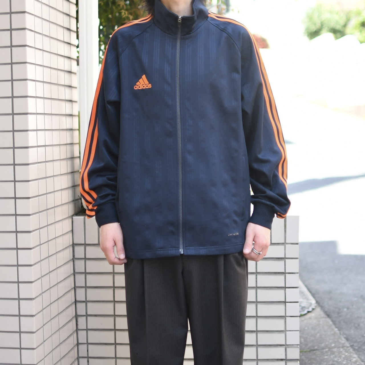 adidas 3 line track jacket navy × orange