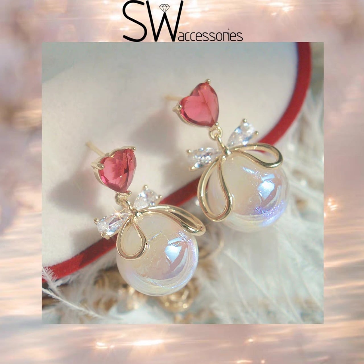 【即納】ストロベリーハート ピアス/イヤリング