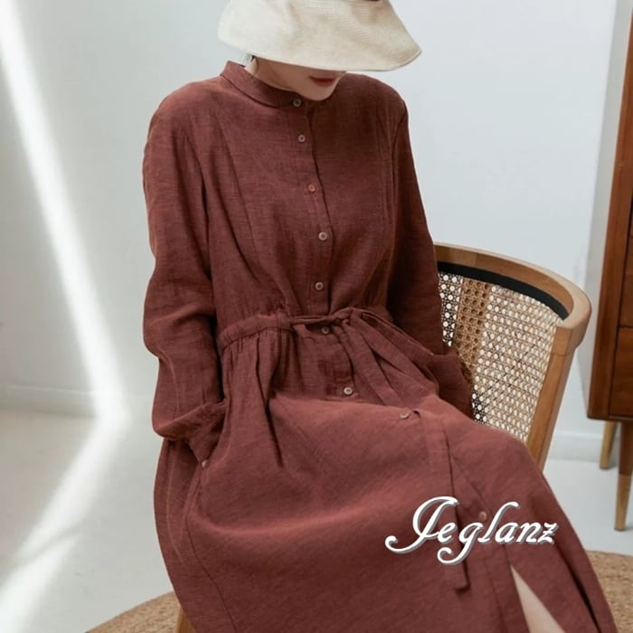 シャツ ワンピース ゆったり 紐ベルト きれいめ カジュアル派(MB564)