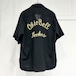 【USED】60s vintage 黒 ボーリングシャツ 半袖 化繊 チェーンステッチ ブラック オープンカラーシャツ
