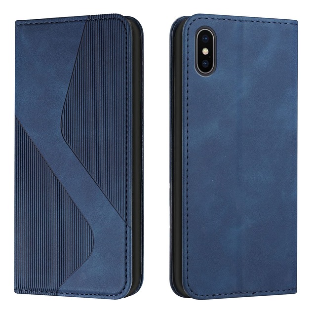 LODROC 対応 iPhone x ケース 手帳型 iPhone xs 財布型 カバー iPhone 10 xs/x LODROC スマホケースケース スタンド機能 カードポケット収納 耐衝撃 アイフォン x/xs 適応5.8インチ - 青