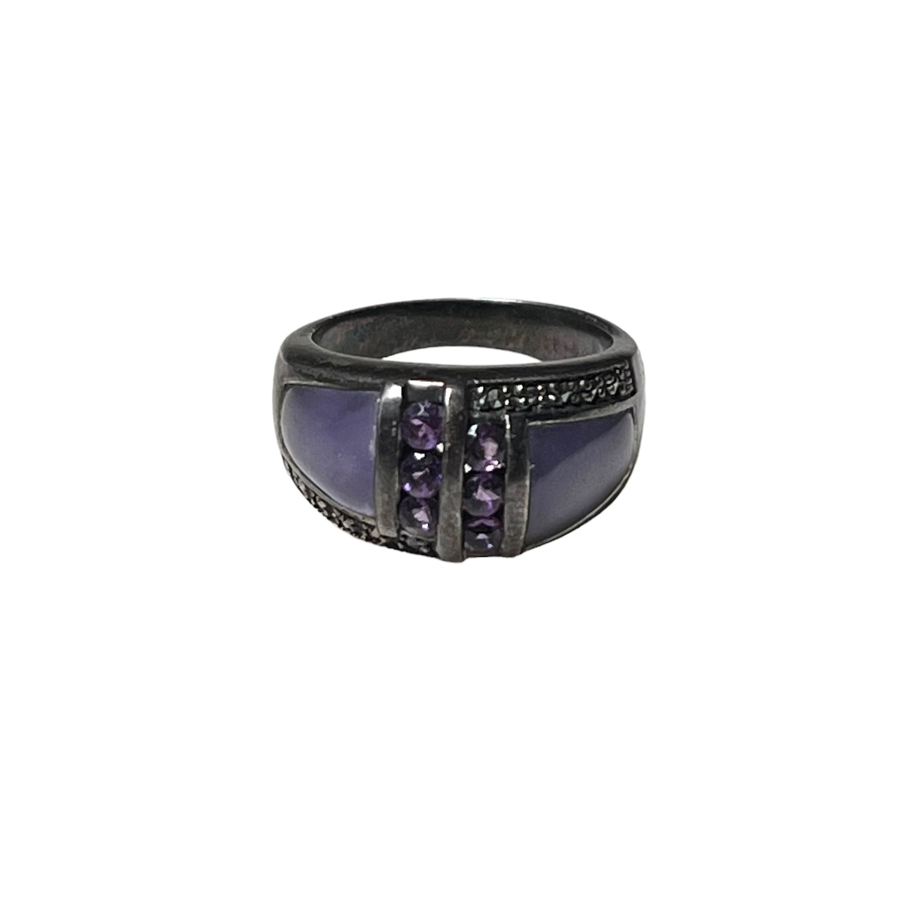 vintage silver purple stone & marcasite ring
