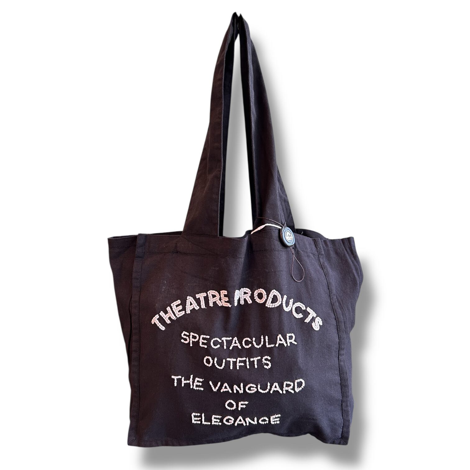 BEADS EMBROIDERY DRAWSTRING HAND BAG-L-Black〖THEATER PRODUCTS