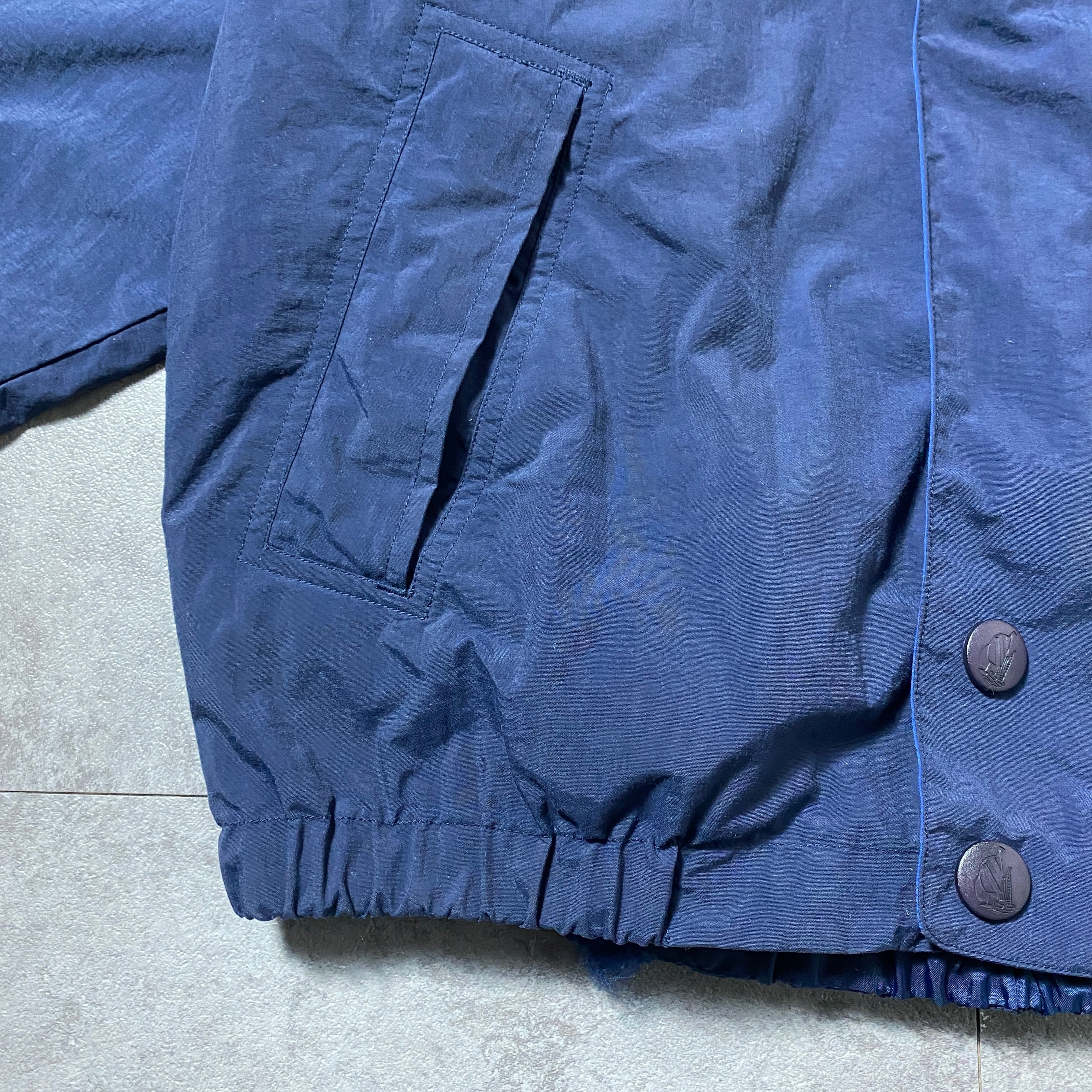 90's nautica ノーティカ 刺繍ワンポイント アームロゴ ネイビー