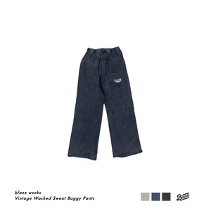 Vintage Washed Sweat Baggy Pants [Black]