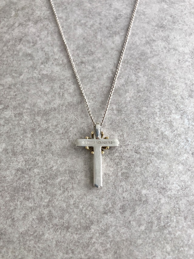 Tiffany & Co. ティファニー ネックレス シルバー×ゴールド シグネチャークロス 925/K18YG vintage ヴィンテージ オールド yx53pr