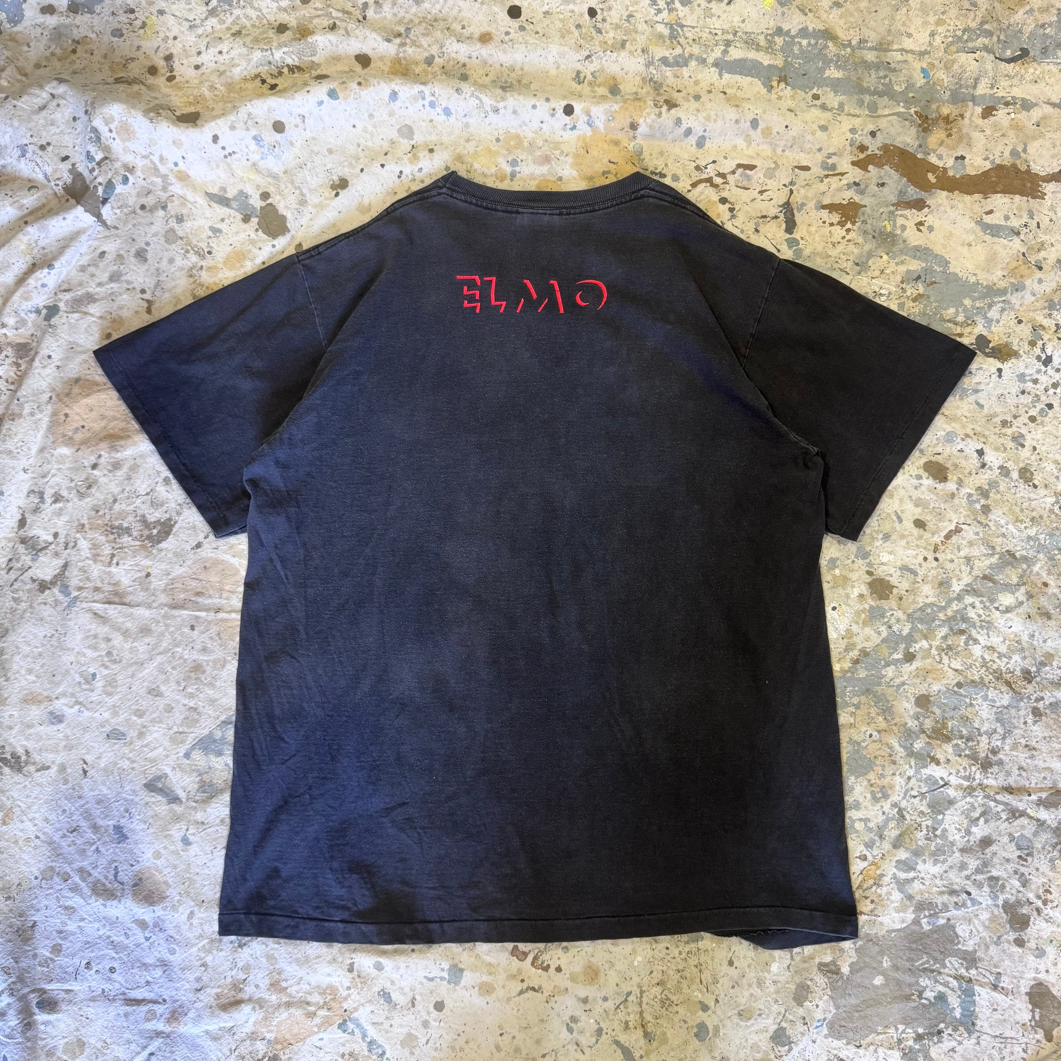 90s SESAME STREET Tシャツ ダークエルモ フェード ブラック XL | 古着